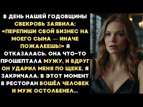 В день годовщины свекровь заявила: "Перепиши свой бизнес на моего сына!" Я отказалась и вдруг му