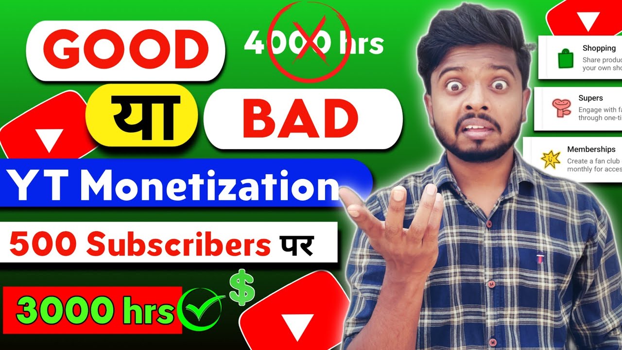 Youtube Monetization Update 2023 |🥳 Good News Only 500 Subscribers 3000 Watchtime 🥳