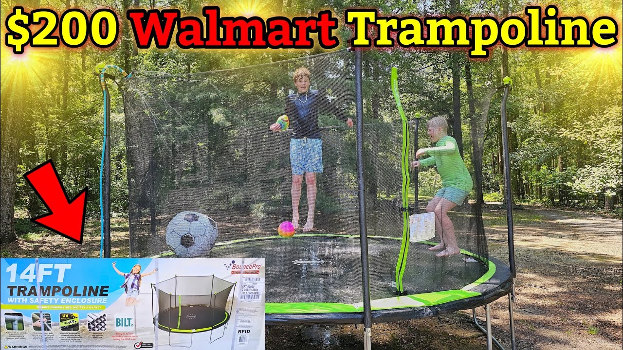 Cheap $200 WALMART 14ft Bounce Pro Trampoline! EASY Assembly & Bonus Sprinkler!!