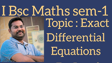 Exact Differential Equations in telugu@maths naresh eclass
