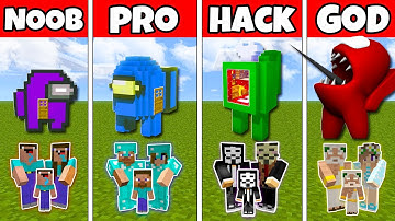 Minecraft: AMONG US HOUSE BUILD CHALLENGE - NOOB vs PRO vs HACKER vs GOD Animation IMPOSTOR
