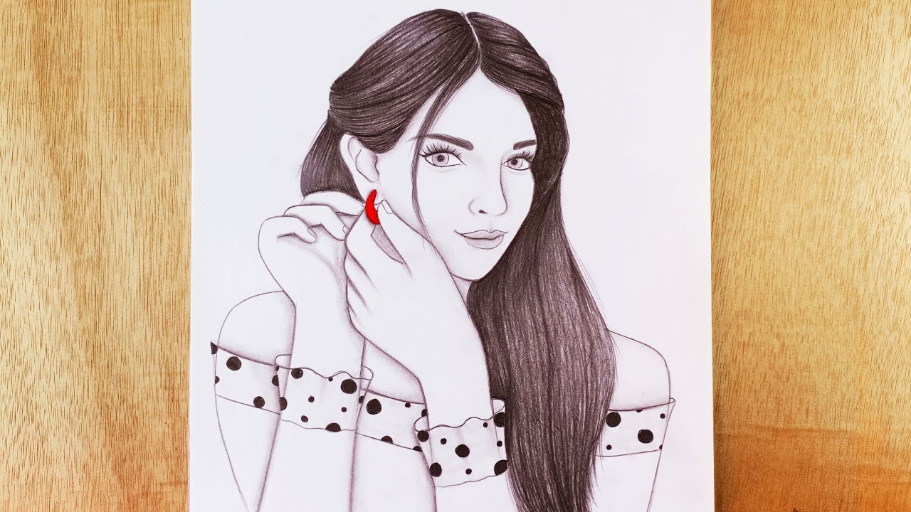 Beautiful girl drawing How to draw a girl wearing earings pencil
