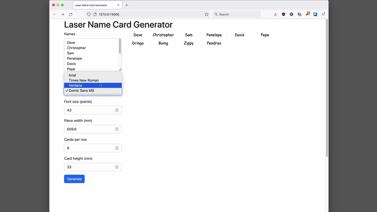 Laser Name Card Generator YouTube
