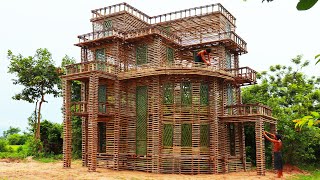 Building The Creative Five-Story Villa House Design In The Forest By Hand