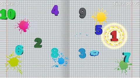 Interactive wall game learning numbers in order.