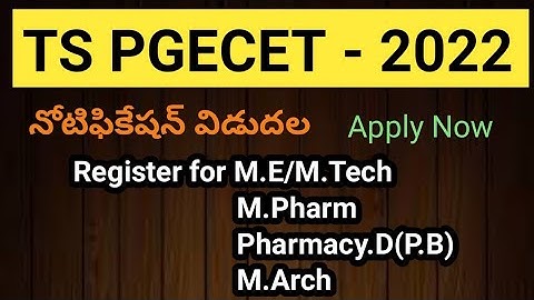 TS PGECET 2022 Notification Released #tspgecet2022notificationreleased #sampathinformation