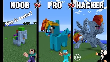 Minecraft Battle: NOOB vs PRO vs HACKER: BUILD Rainbow Dash (My Little Pony) CHALLENGE in Minecraft