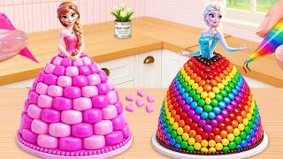 How To Make Mini Pink vs Rainbow Princess Dress Cake ✨👑 Candy Cake Decorating | Cute Mini Bakes screenshot 2
