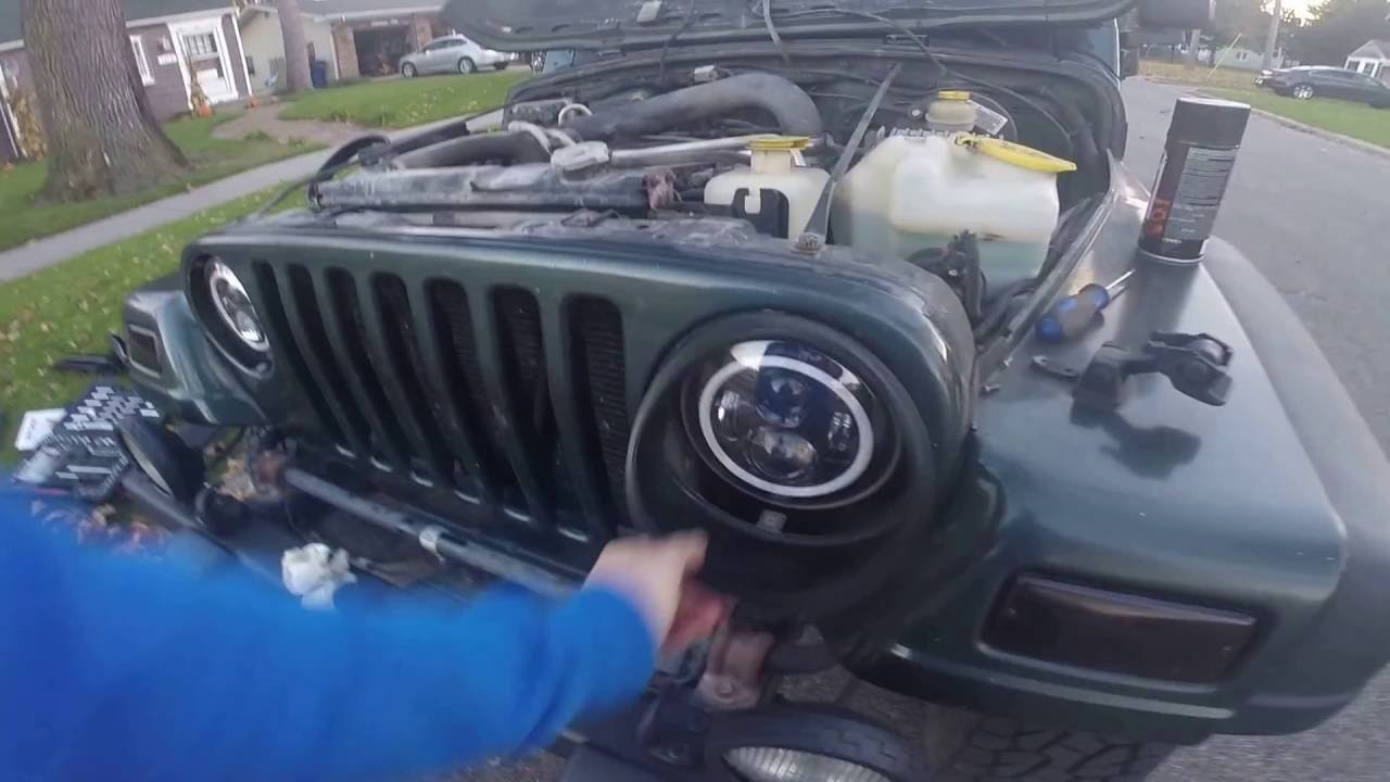 Jeep TJ angry grille install - YouTube