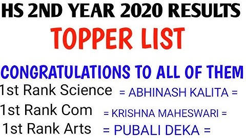 HS 2nd Year Result Topper List | Top 10 Rank Holder In HS Assam | AHSEC Topper List