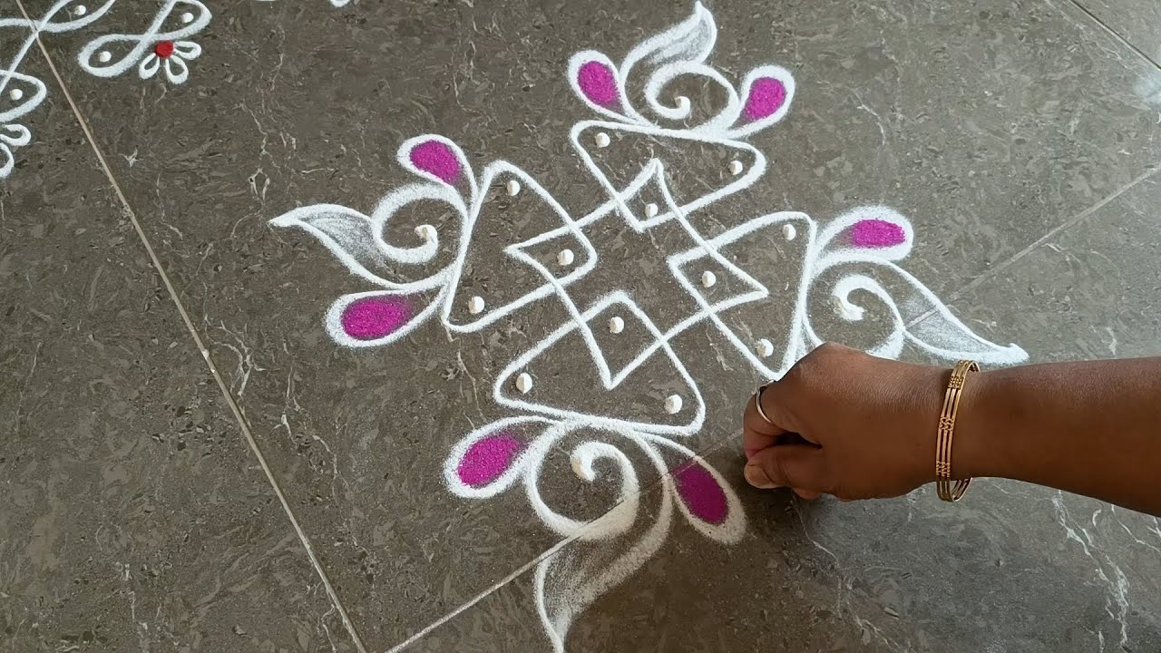 Easy Sivarathri rangoli | Beautiful border rangoli designs for festivals | Maha Sivarathri muggulu 