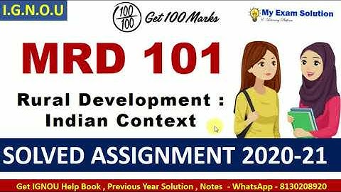 MRD 101 Solved Assignment 2020-21 | Rural Development Indian Context | IGNOU Solved Assignment