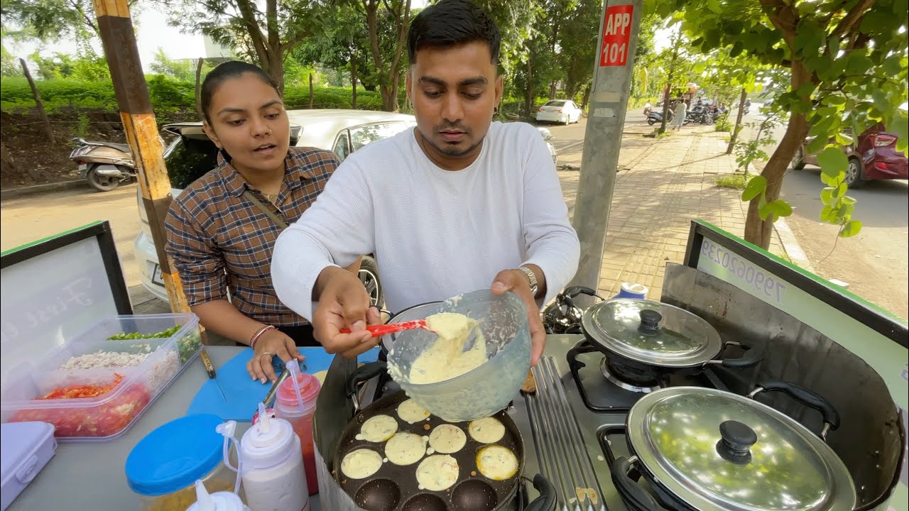 Young Couple from Surat Selling Cheese Stuffed Appam | Indian Street Food | Aamchi Mumbai