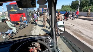 Bus Hijacked On Karachi's Most Busy Road. Rangers Come to Solve problem. POV TRUCK DRIVEING