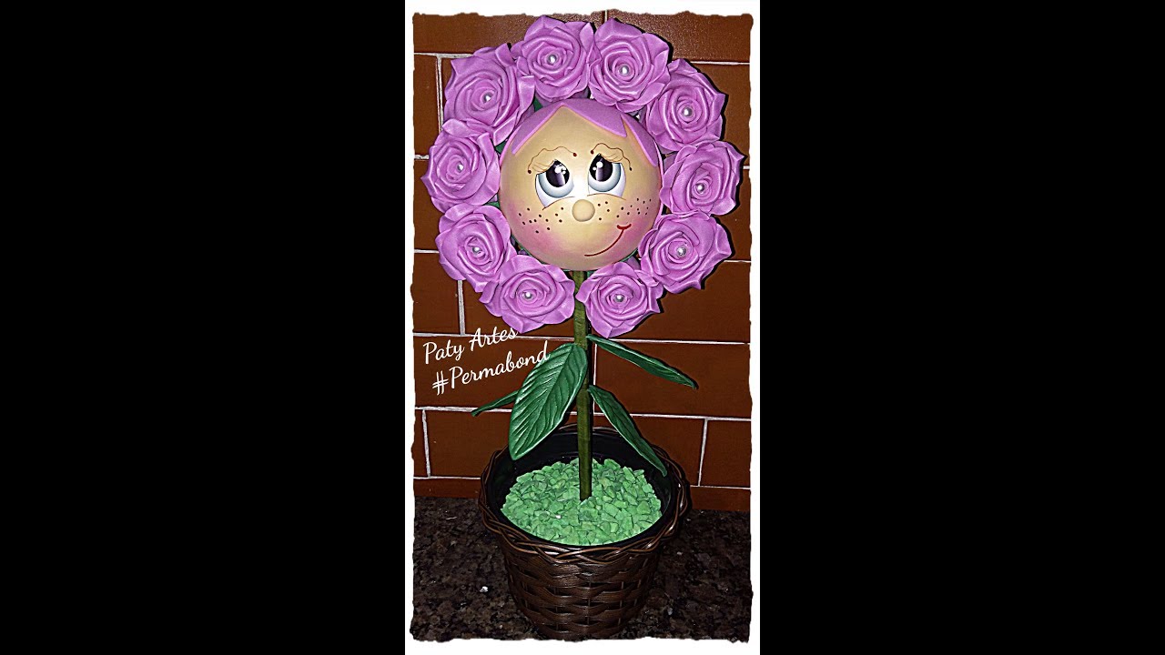 Como fazer arranjo de rosa, com fofucha 3D em eva