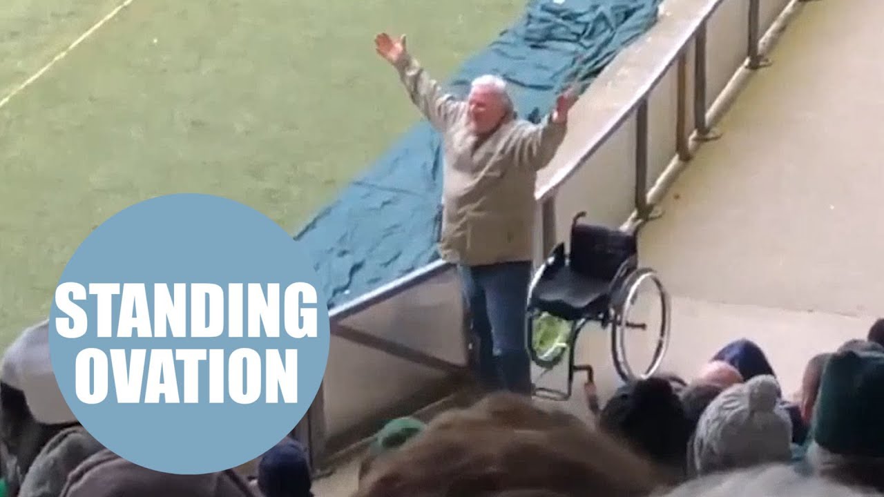 Video shows moment fan jumps out of his wheelchair to celebrate at