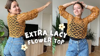 🕷️ EXTRA lacy crochet flower top | how to crochet flower aka spider lace pattern 🌸