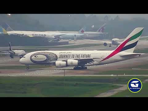 Pouso do Airbus A380 da Emirates em Guarulhos registrado em vídeo