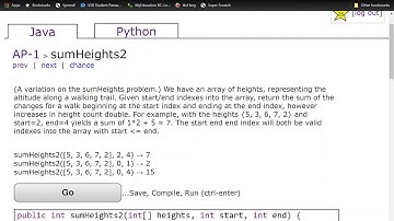 sumHeights2 AP-1 CodingBat Question