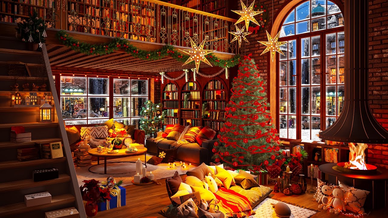 Cozy Christmas Coffee Shop Ambience with Piano Christmas Jazz Music