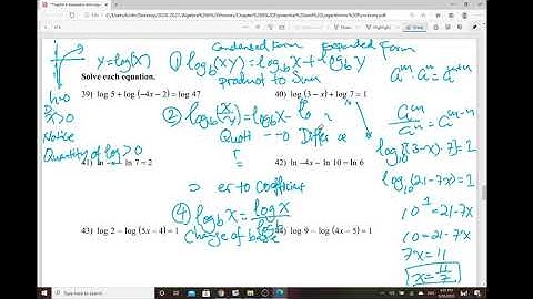 Algebra II Honors Chapter 6 Notes Part III Properties of Logarithms and Change of Base Formula
