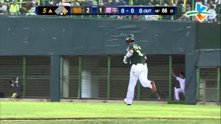 20130804 CPBL 獅 VS 犀牛 5上 希克投出觸身球 削到劉育辰球褲