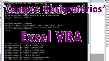 Como criar campos obrigatorios no excel VBA