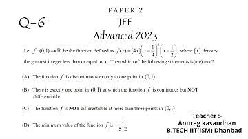JEE Advanced 2023 Math Paper 2 (Q 6) solution | IIT JEE Maths | #jeeadvanced2023  #projecteducation
