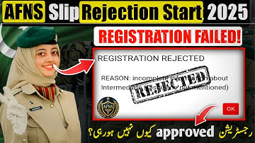 AFNS Registration slip REJECTED 2025 | AFNS Registration STATUS Pending | AFNS test preparation 2025