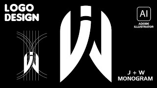 design a monogram logo illustrator tutorial | JW monogram design illustrator