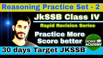 JKSSB CLASS IV #Reasoning #practice Set 2 by home academy