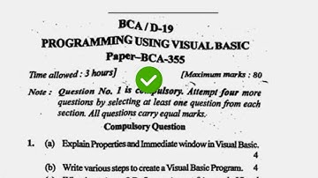2019 KUK BCA 5th Sem Visual Basic Question Paper