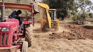 JCB 3dx Loading Mud In Tractor | Mahindra 415 DI And John Deere 5045 D Tractor | Jcb And Tractor