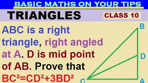 ABC is a right triangle, right angled at A. D is mid point of AB. Prove that BC²=CD²+3BD²