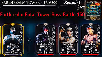 Earthrealm Fatal Tower Bosses Battle 160 Fight + Reward | MK Mobile