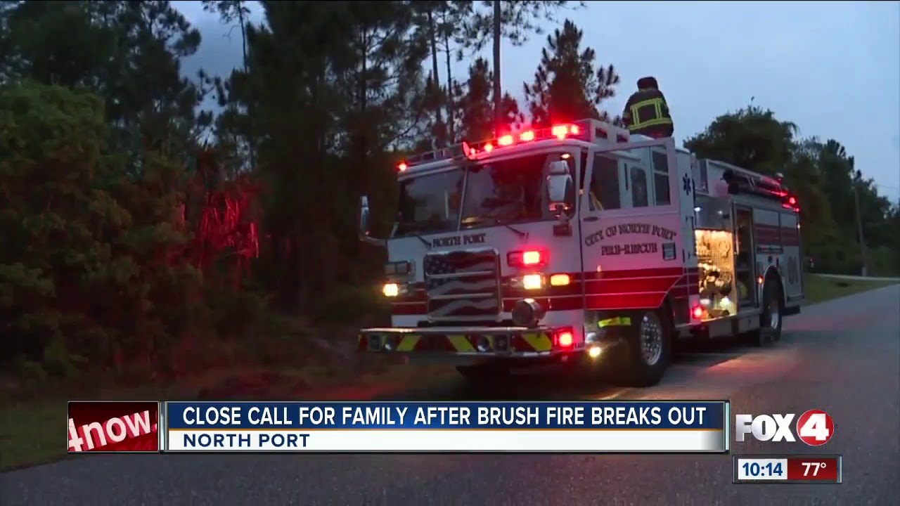 Brush fire breaks out near homes in North Port - YouTube