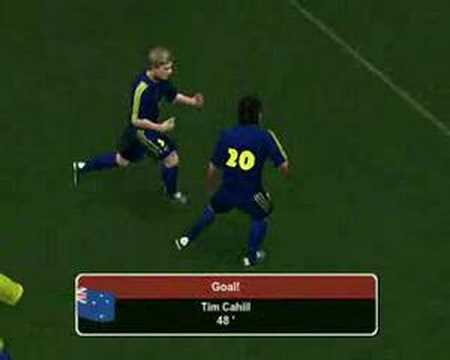 Tim Cahill sets up and scores one of the greatest goals ever seen against Brazil (on hardest difficulty)