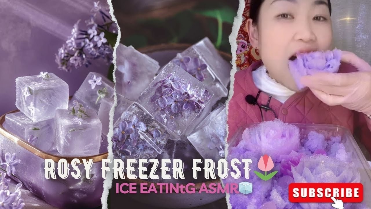 ROSY FREEZER FROST🌹 || CRUNCHY FROZEN ICE || ICE EATING ASMR || #foryou ...