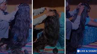 Very long hair nitpicking and head massage by Father