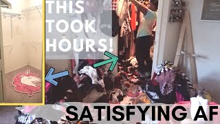 TRUE LIFE - IM A CLOSET HOARDER | SUPER SATISFYING CLOSET CLEAN OUT TIME-LAPSE | CLEANING MOTIVATION