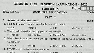 11th computer application  first revision exam question paper 2024  | Model question paper 2024