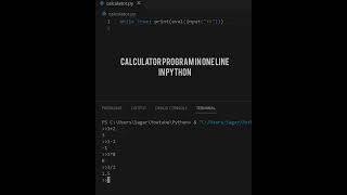 Calculator Program in one line 😳😳|Magic of Python|. #pythonprogramming #python #pythonprojects screenshot 5