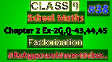 Class-9(Maths) , chapter - 2(Polynomials) ,Ex-2G#RSAggarwal#NERT#CBSE#UP#MP & #otherboards..