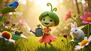 Bounce, a joyful anthropomorphic sprout girl with soft green leaf-like hair screenshot 4