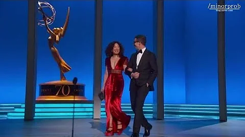 Sandra Oh & Andy Samberg presenting at the Emmys (Korean sub)