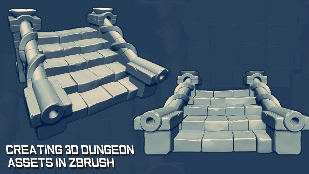 Creating 3D Game Props in Zbrush - Dungeon Stairs - YouTube