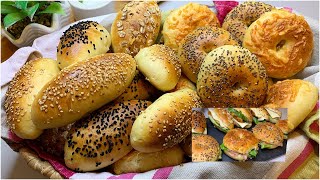 Minis bagels/minis sandwiches /avec la même pâteمملحات بعجينة سحرية/ميني ساندويتش ميني برقر