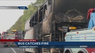 Bus fire along I-95 near Dunn