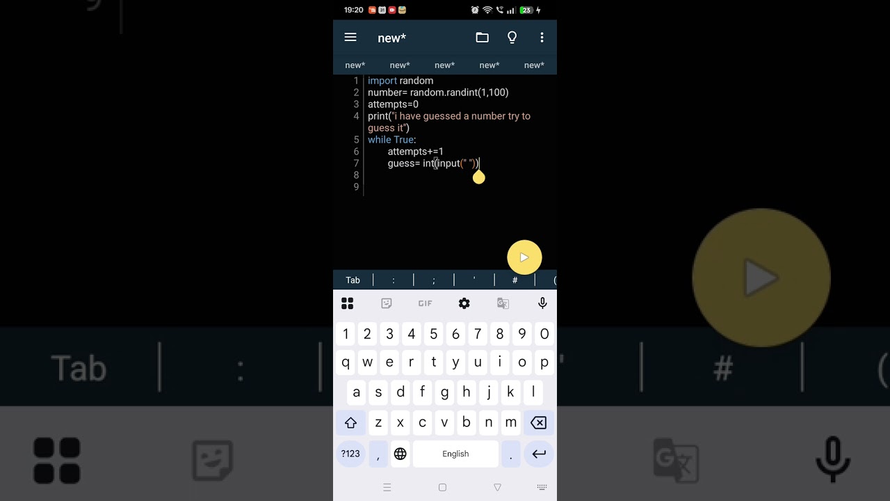 Creating a NUMBER GUESSING GAME | code in comments
