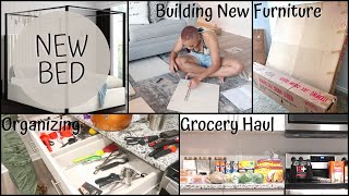 MOVING VLOG #4: WE GOT OUR NEW BED + ORGANIZING THE KITCHEN + BUILDING FURNITURE + GROCERY HAUL